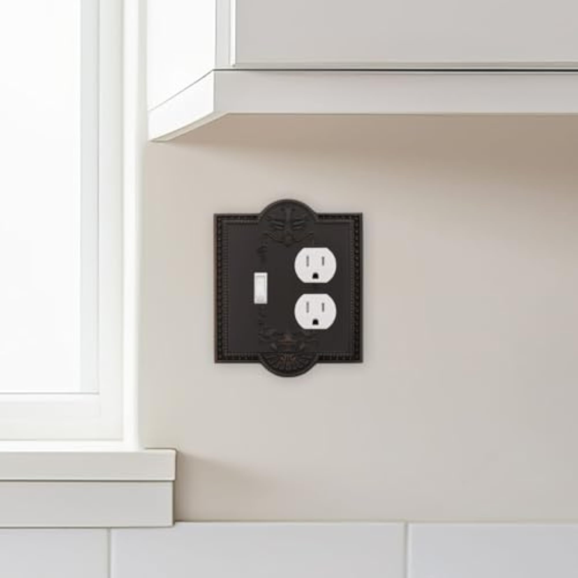 Satin Nickel Switch Plate with Toggle and Outlet